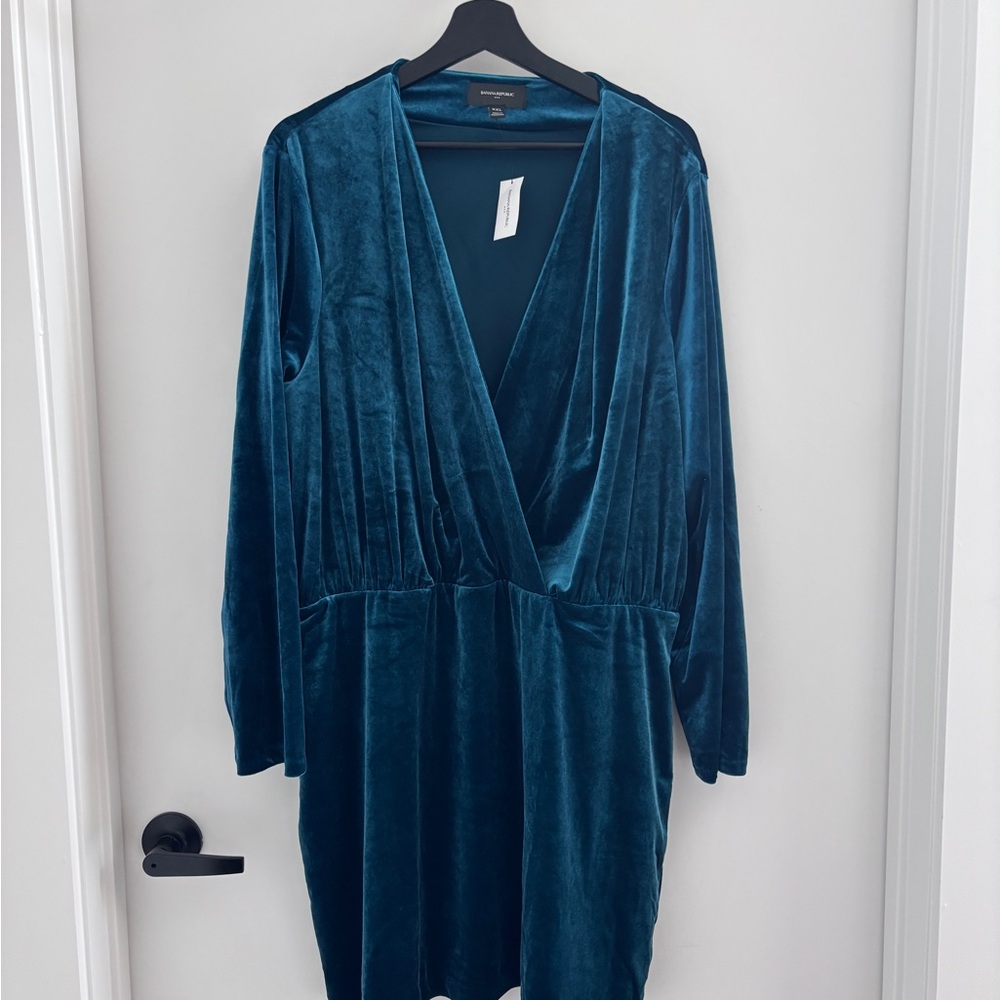 Banana Republic- Teal Velvet Long Sleeve Dress